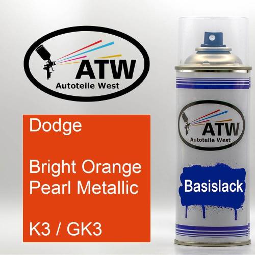 Dodge, Bright Orange Pearl Metallic, K3 / GK3: 400ml Sprühdose, von ATW Autoteile West.